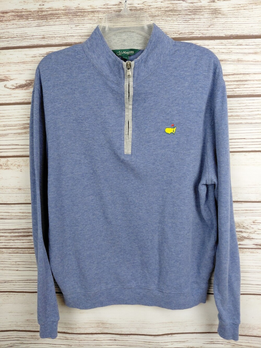 Masters Collection Mens Medium Agusta Blue Heathered 1/2 Zip Mock Neck Pullover